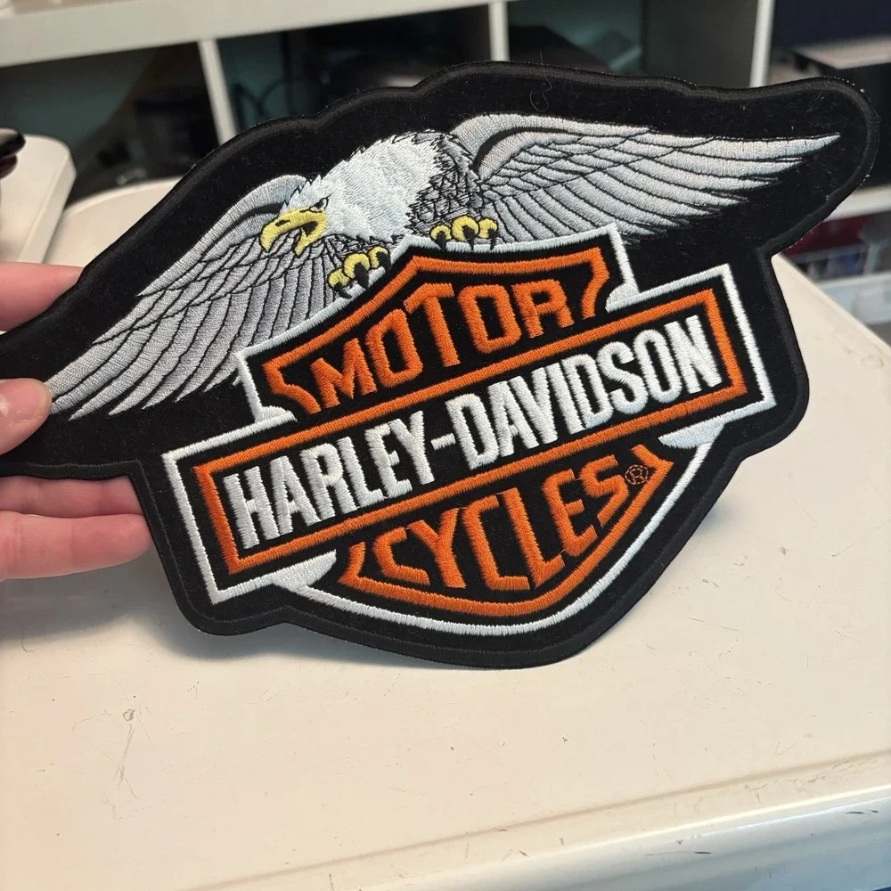 PAIR Harley Davidson MOTOR CYCLES Large PatchES BRAND NEW Eagles Black